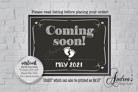 Download Coming Soon Baby Sign New Baby Announcement Pregnancy Etsy