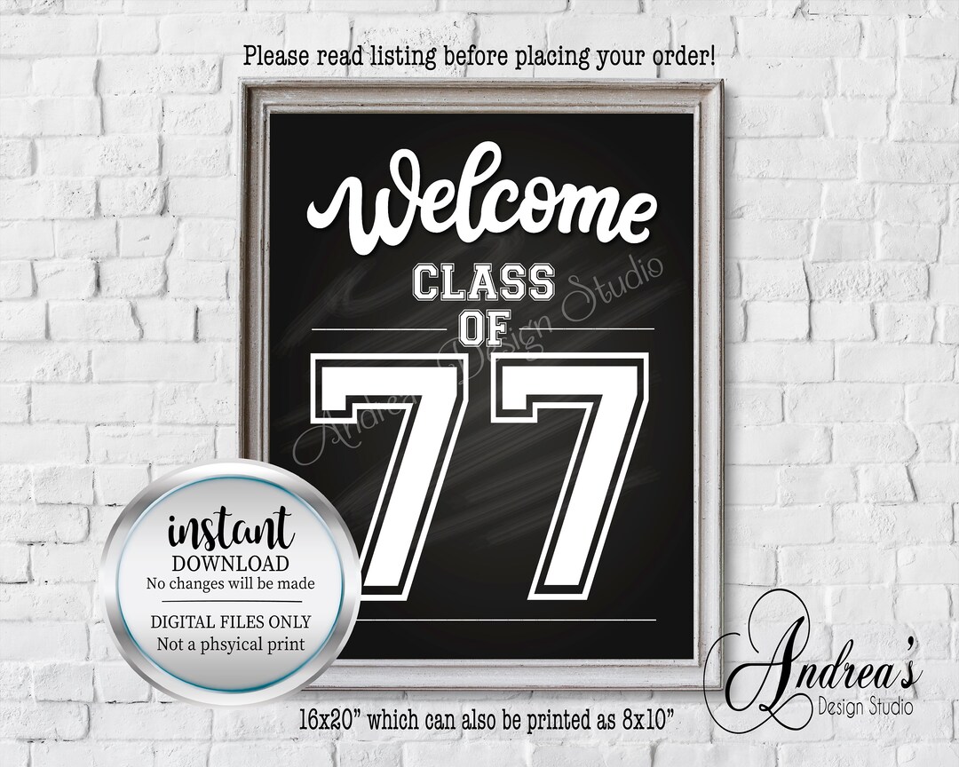 Reunion Welcome Sign, Class of 77 Sign, Party Decor, Class Reunion ...