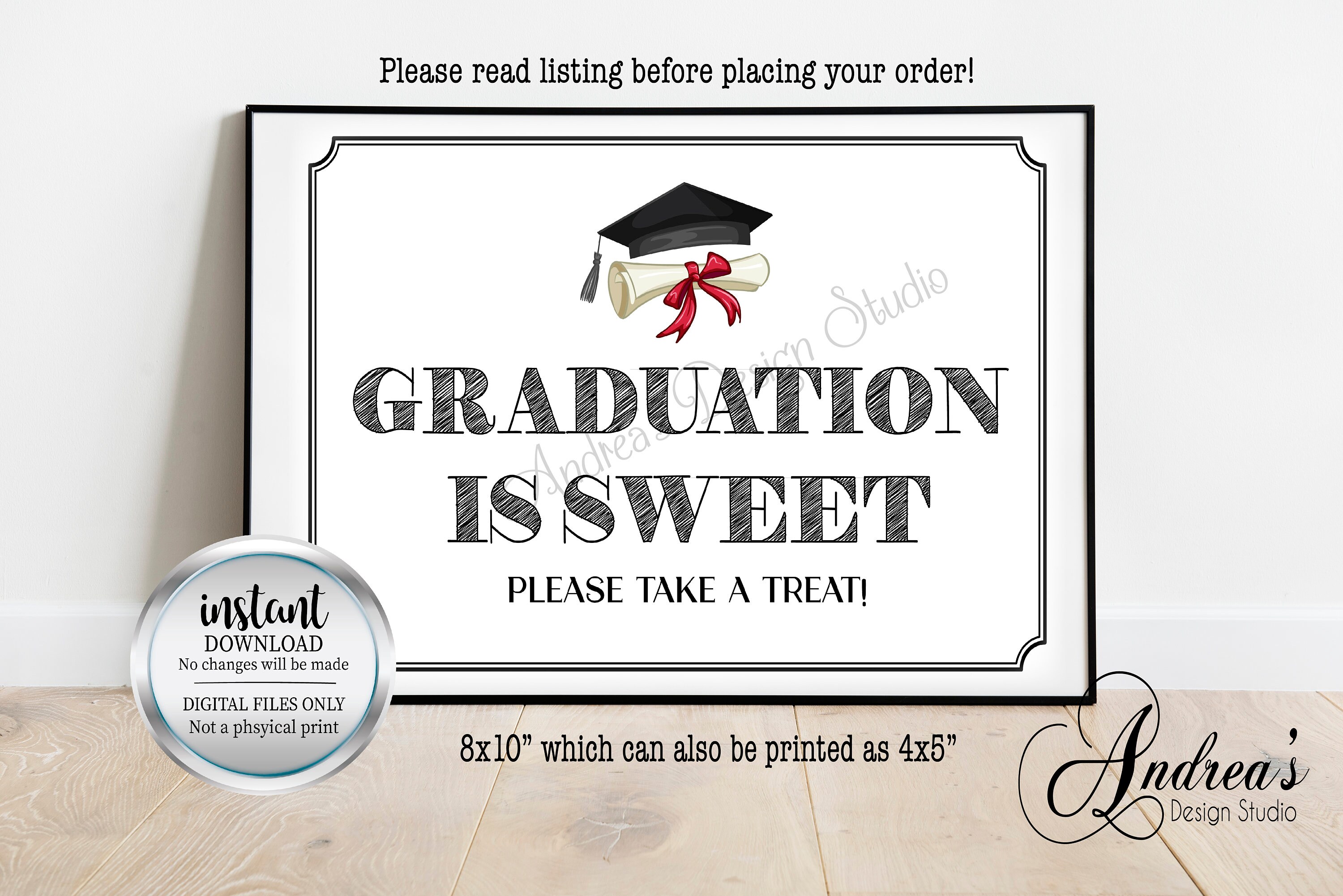 Graduation Is Sweet, Please Take A Treat Sign, Graduation Decor, Grad Sweet Table, Dessert Table, Instant Download, Digital Files