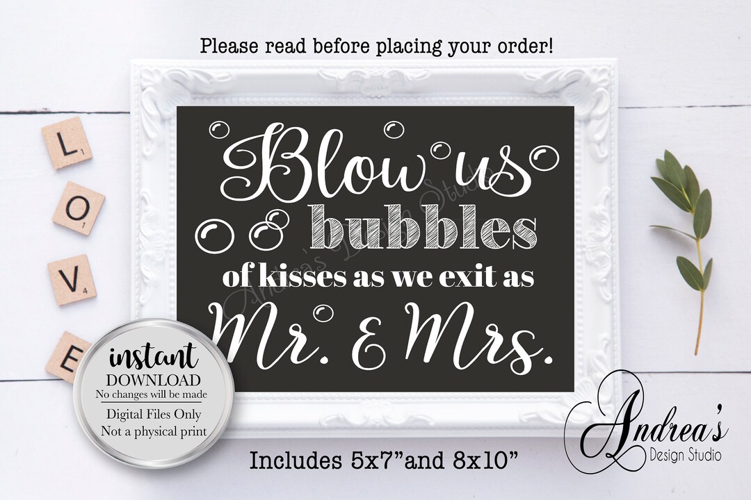 Wedding Bubbles Sign Wedding Printables Bubbles Send off Etsy