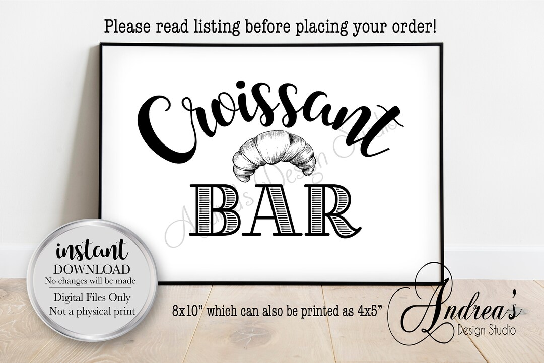 Croissant Bar Sign, Wedding Bar Croissant Bar Sign, Party Bar Croissant ...