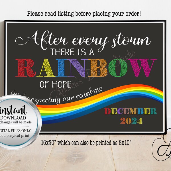 Rainbow Baby Pregnancy Announcement, Rainbow Miracle Baby, Baby Announcement, Photo Prop, DECEMBER 2024, Instant Download, Digital Files