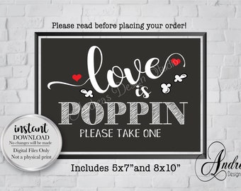 Love Is Poppin' Sign, Popcorn Bar Sign, Wedding Popcorn Bar, Party Popcorn Bar Sign, Wedding & Party Decor, Instant Download, Digital Files