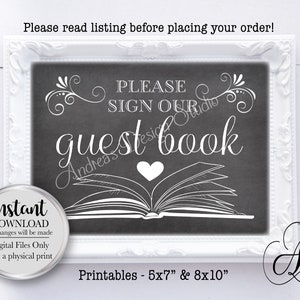Guestbook Sign, Wedding Guestbook, Engagement Party Guestbook, Chalkboard Style, Instant Download, Digital Files