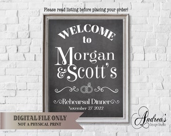Rehearsal Dinner Sign, Personalized Wedding Rehearsal Dinner Sign, Welcome Poster, Wedding Printables, Digital Files