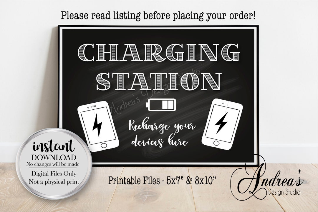 Charging Station Sign, Recharge Your Devices Here, Recharge Station ...