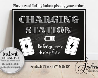 Charging Station Sign, Recharge Your Devices Here, Recharge Station, Wedding Charge Bar, Low Battery, Instant Download, Digital Files