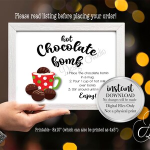 Chocolate Bomb Table Sign, Party Favour Table, Wedding Party Favours, Bridal Shower Favours, DIY Printables, Instant Download, Digital Files
