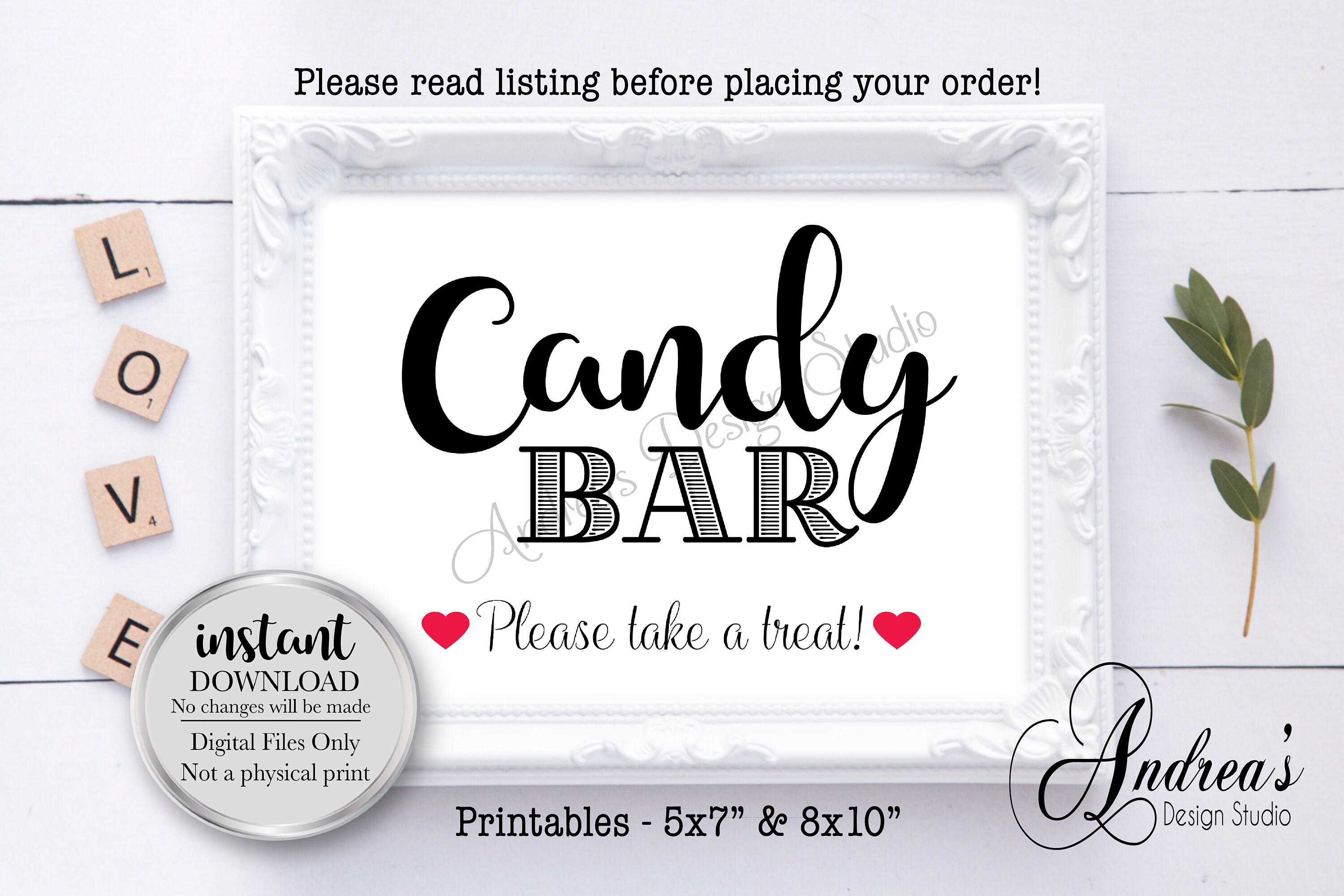 Candy Bar Sign Party Table Sign Candy Buffet Sign Party Etsy