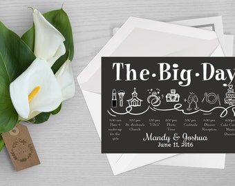 Custom Printable Wedding  Timeline, Wedding Itinerary, Our Big Day, Digital Download