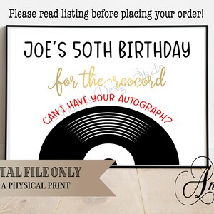 For The Record, Can I Have Your Autograph Birthday Party Decor, Record Guest Book Sign, Birthday Guest Book, Instant Download, Digital Files