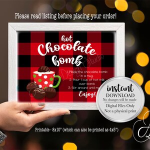 Chocolate Bomb Table Sign, Party Favour Table, Wedding Party Favours, Buffalo Plaid Style, DIY Printables, Instant Download, Digital Files