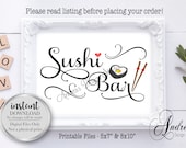 Sushi Bar Sign, Wedding Table Sign, Party Table Sign, Food Table Sign, Instant Download, Digital Files