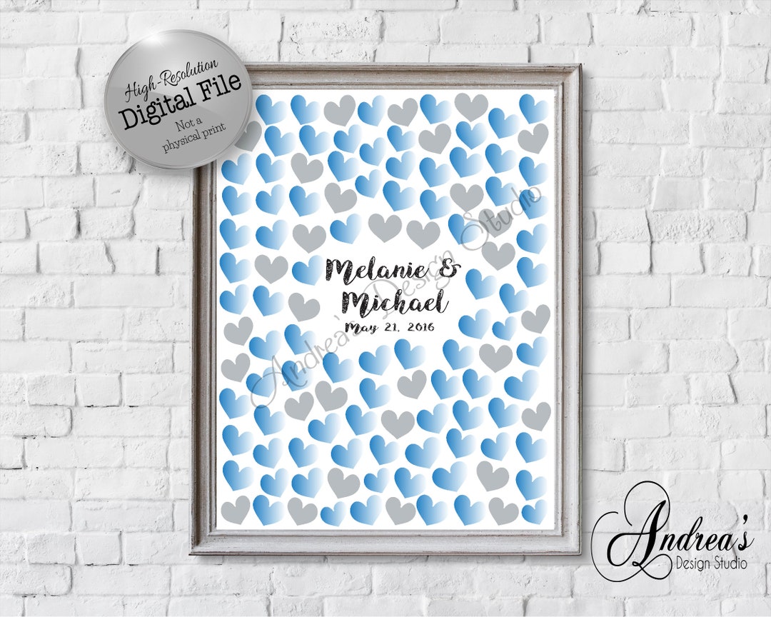 Hearts Wedding Guest Signin Poster Unique Guestbook Sign Etsy