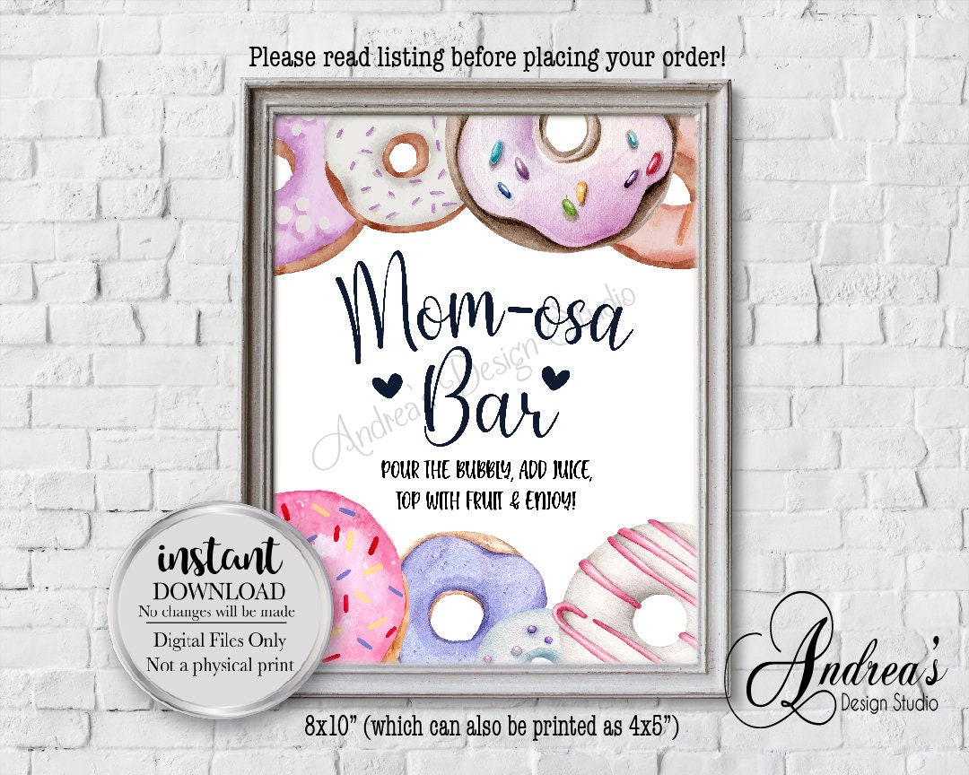 Mom-osa Bar Sign, Donut Baby Shower Decor Sign, Donut Themed Baby ...