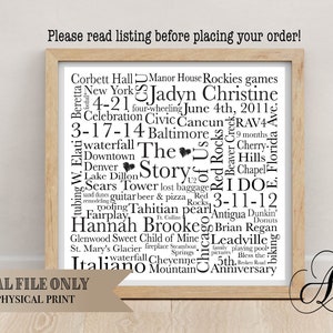 The Story Of Us, Personalized Word Art, Anniversary Gift, Engagement Gift, Wedding Gift, Gifts for Her, Gifts for Him, Digital File