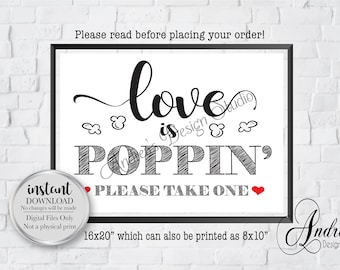 Love Is Poppin' Sign, Popcorn Bar Sign, Wedding Popcorn Bar, Party Popcorn Bar Sign, Wedding & Party Decor, Instant Download, Digital Files