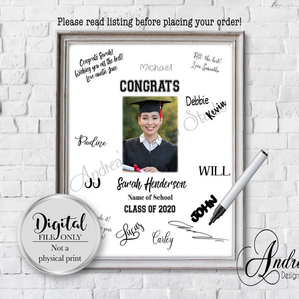 Graduation Party Signature Board, Guestbook Signing, Guests Sign Here, Custom Sign In Board, Grad Party Decor, Keepsake, Digital Files