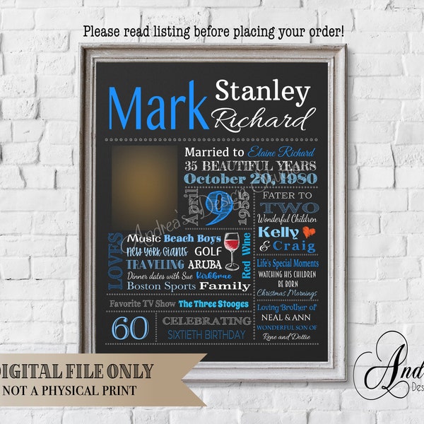 Personalized Birthday, Retirement Chalkboard Print Design, Birthday Gift, Retirement Gift, Gifts for Her, Gifts for Him, Digital Files