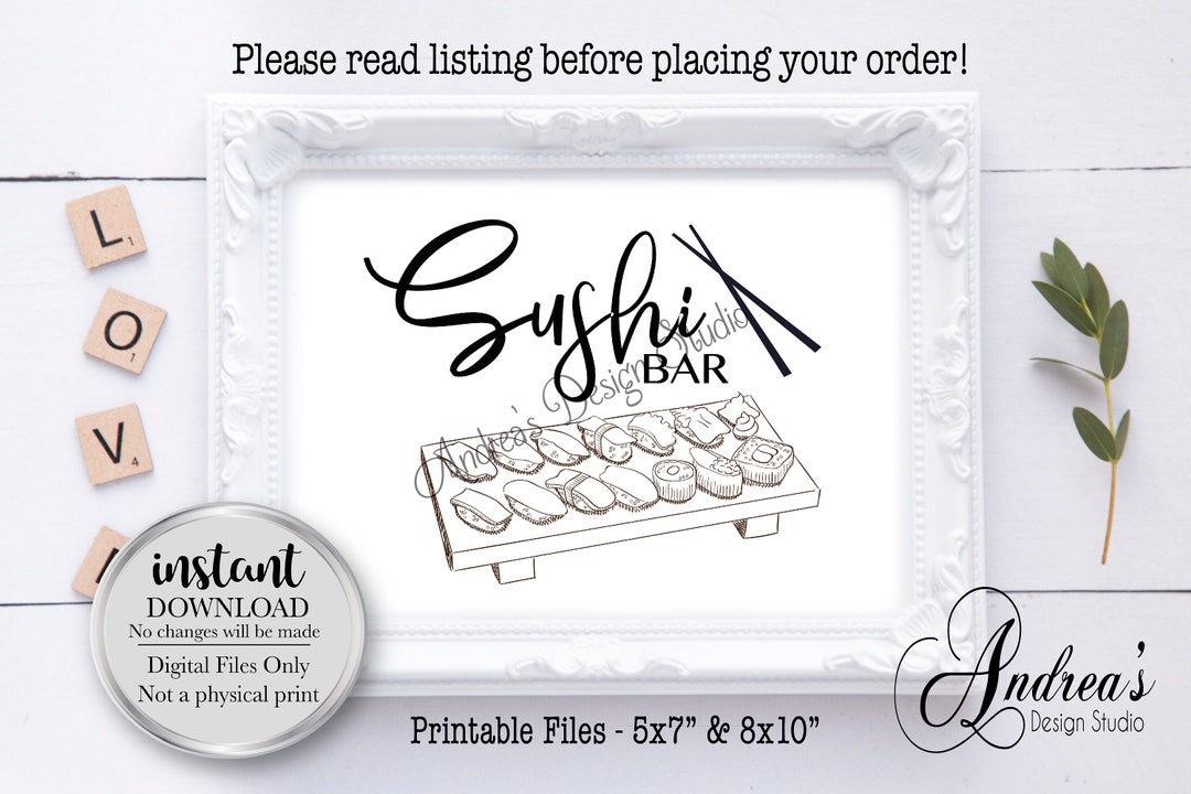 Party Sushi Bar Sign, Party Decor Sign, Party Food Sign, Party Table