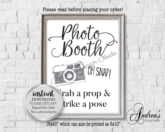 Grab A Prop Strike A Pose High Quality Photo Booth Photobooth Sign Wedding  Birthday Event Sweet 16 Bar Bat Mitzvah Printable 300 DPI - Etsy Canada