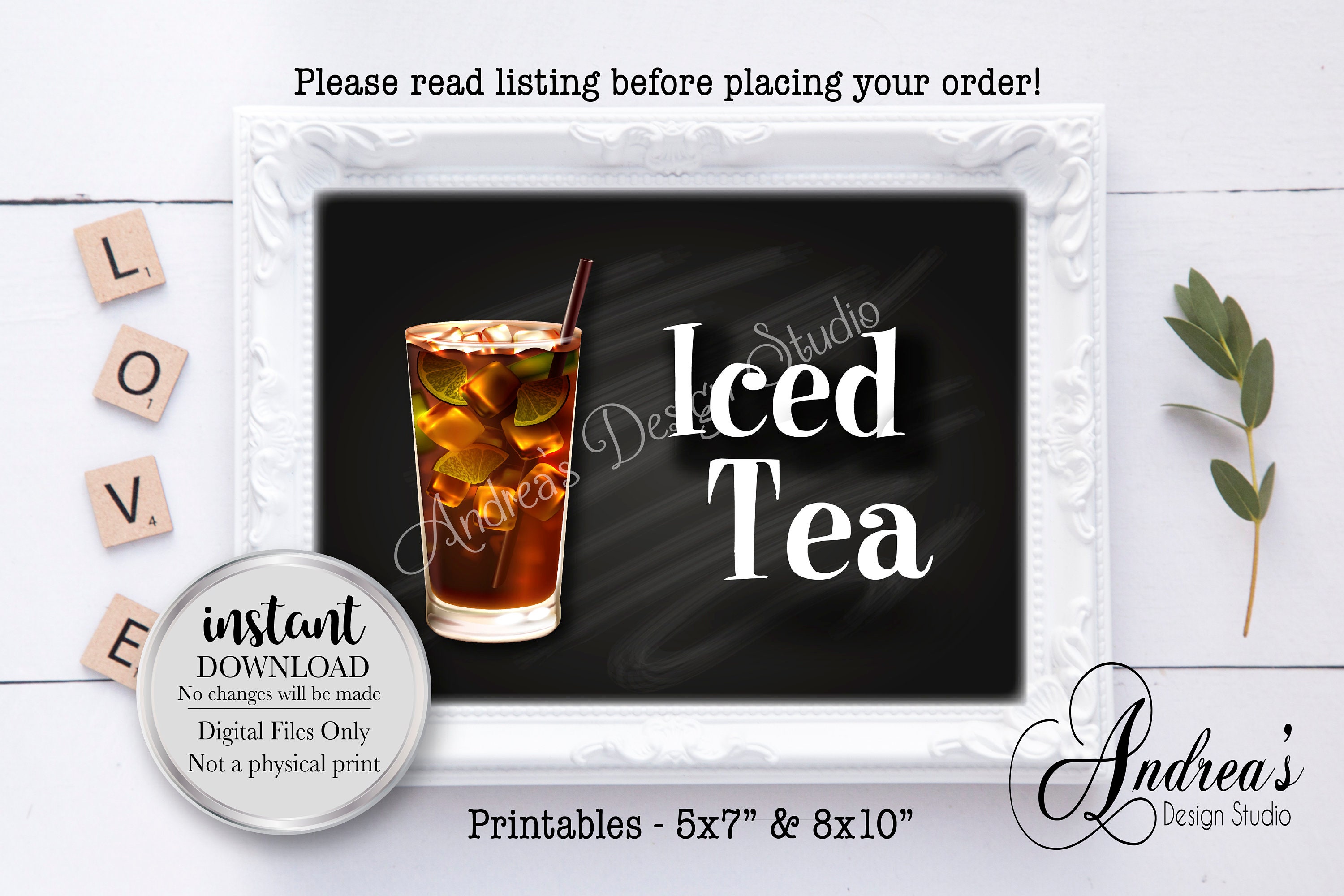 Iced Tea Station Iced Tea Table Party Decor Chalkboard Etsy