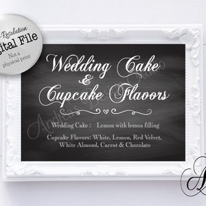 Enseigne de menu pour gâteau de mariage et cupcakes à imprimer, décorations de mariage, enseigne de cupcakes personnalisée, carte des desserts, fichiers numériques