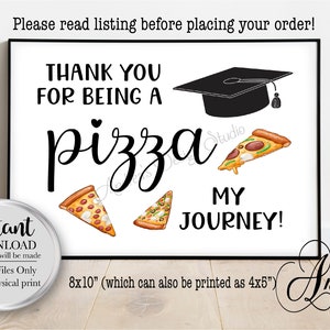Thank You For Being A Pizza My Journey, Graduation Party Pizza Sign, Grad Pizza Table Sign, Grad Decoration, Instant Download, Digital Files
