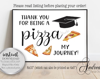 Thank You For Being A Pizza My Journey, Graduation Party Pizza Sign, Grad Pizza Table Sign, Grad Decoration, Instant Download, Digital Files