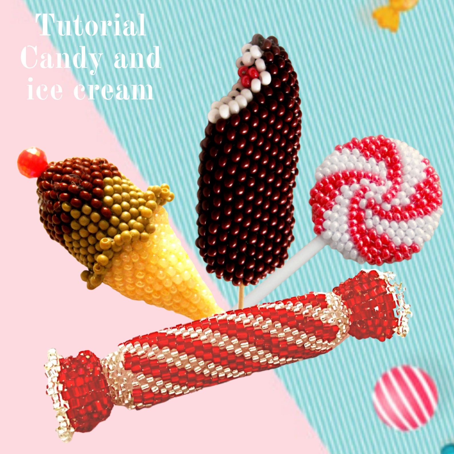 Pattern a Candy and bead ice cream/Tutorial Bead toys How to Etsy