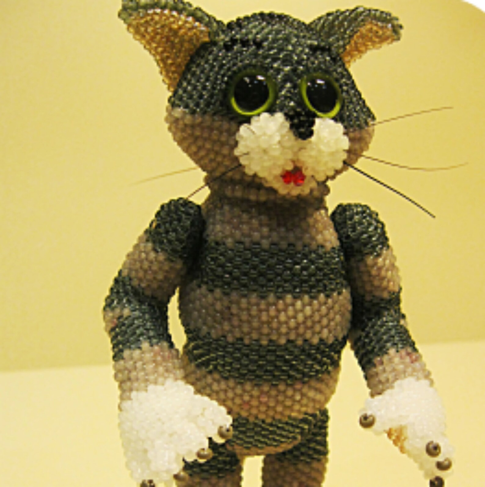 Pattern/Tutorial beaded a cat Bead toys Striped gray beaded Etsy