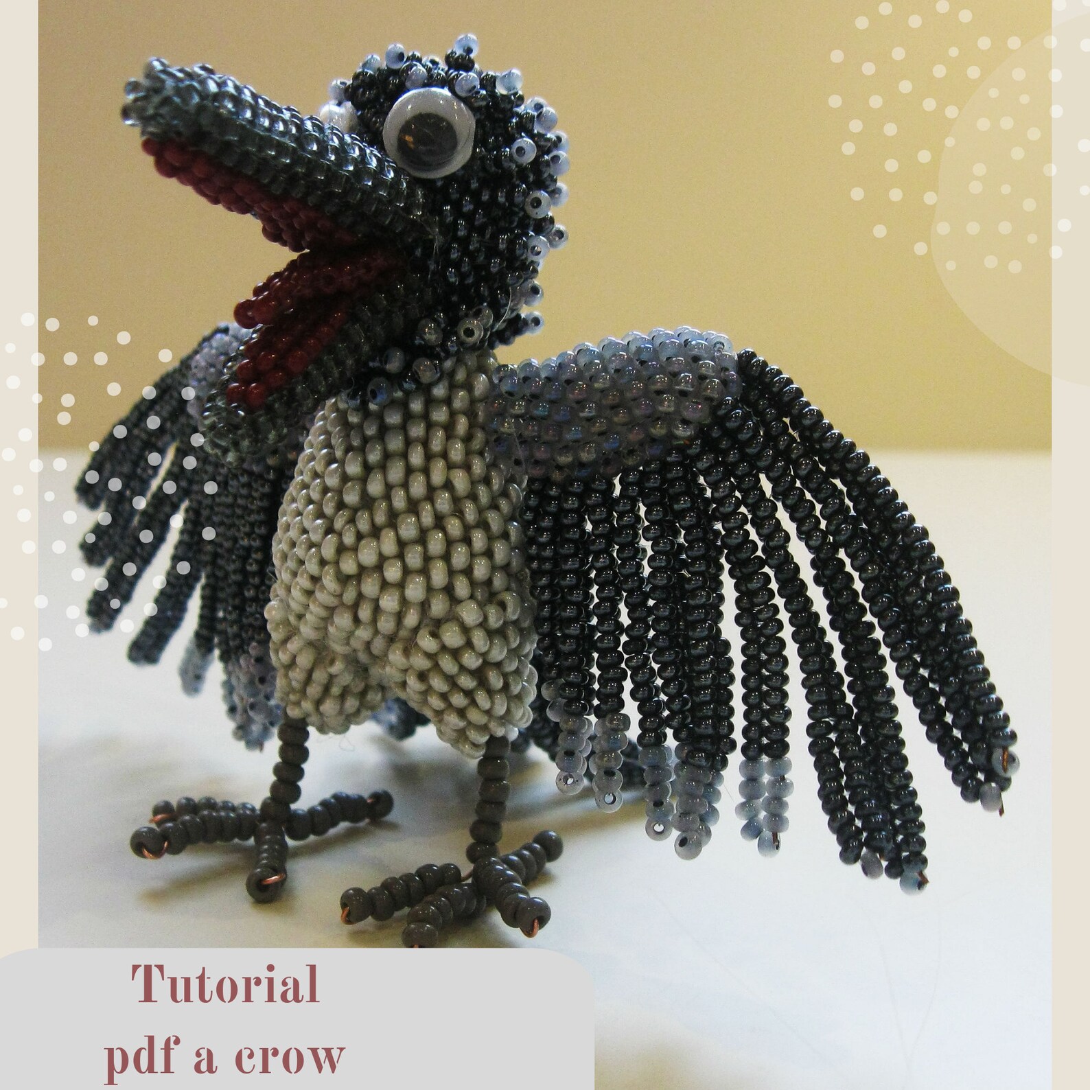 Pattern a Raven Bead/tutorial Pdf a Crow Bird Peyote Stitch Etsy