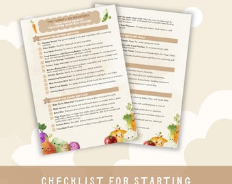 Lista di controllo per l'attrezzatura per alimenti per neonati, guida per iniziare con i cibi solidi (download digitale)