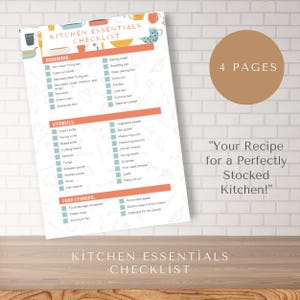 Kitchen Essentials Checklist, Digital Printable (PDF) - Etsy