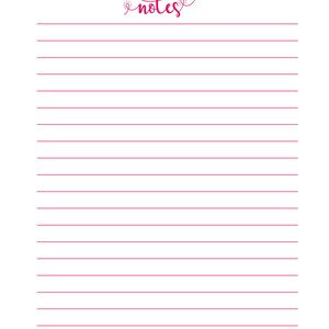 PRINTABLE Lined Notes Insert Note Pad Colorful Planner Insert Big ...
