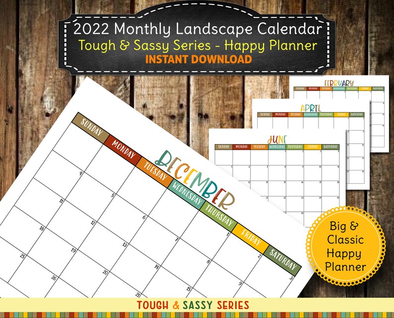 2022 printable large square wall landscape calendar