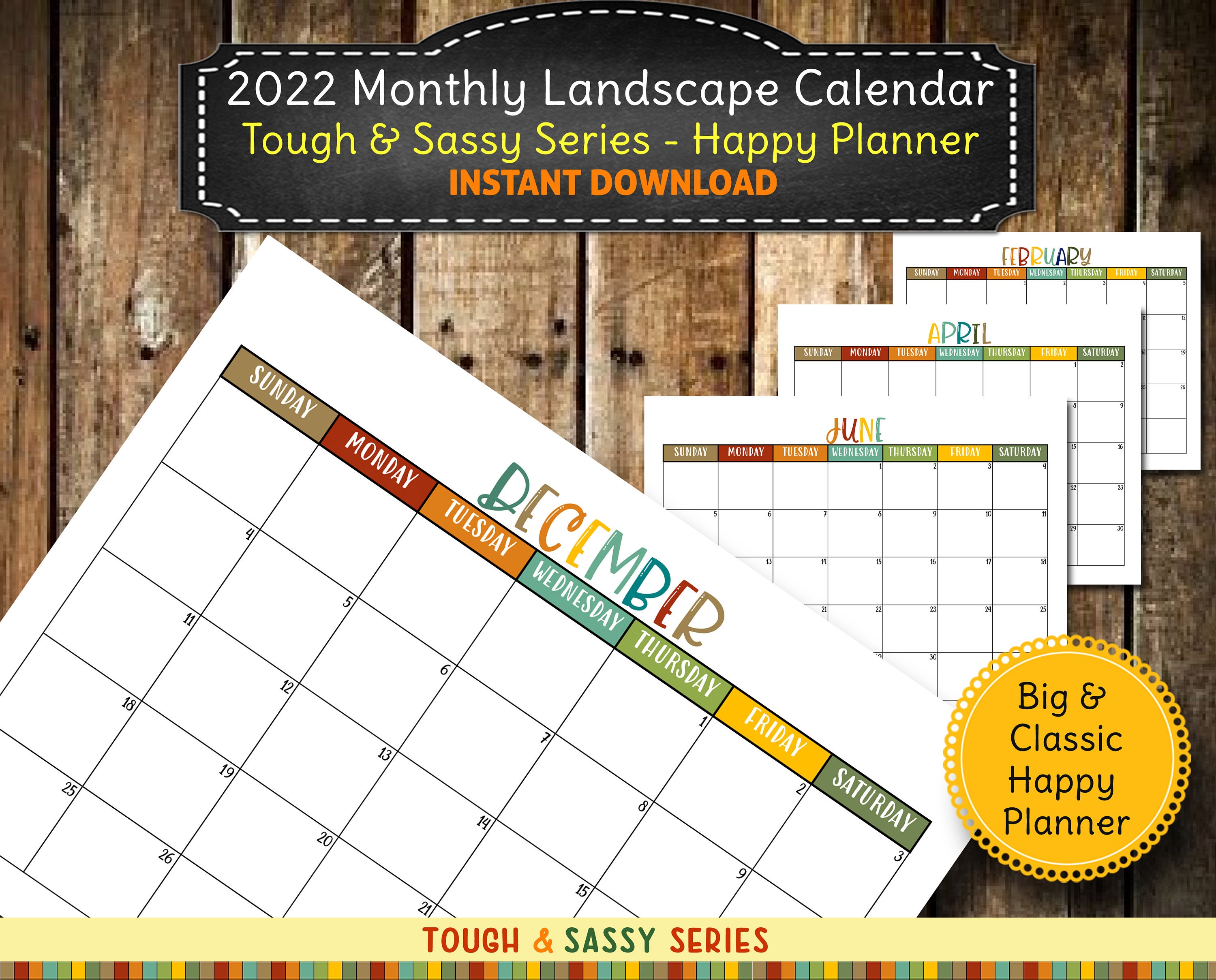 2022 PRINTABLE Large Square Wall Landscape Calendar / Tough Etsy
