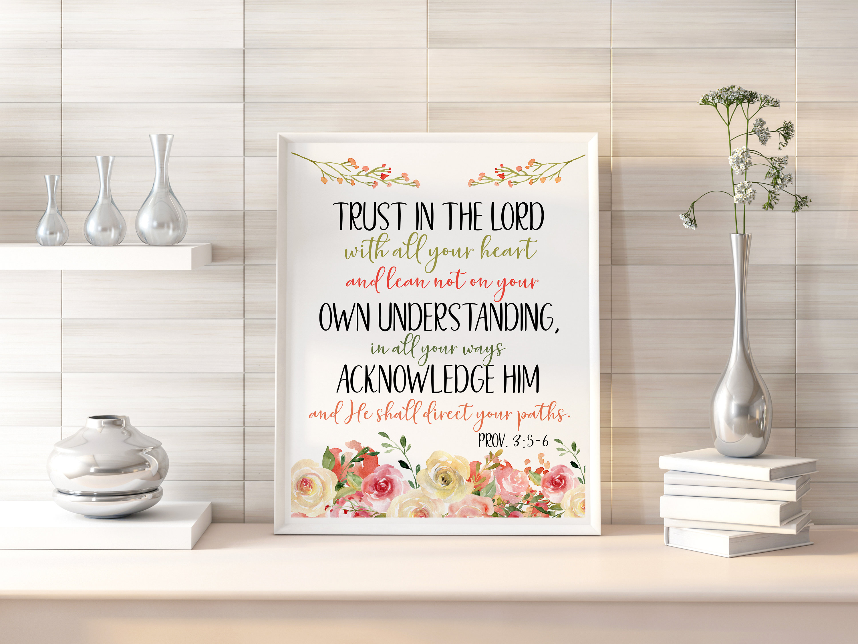 WALL ART | Printable Bible Verse | Proverbs 3:5-6 | Trust in the Lord ...