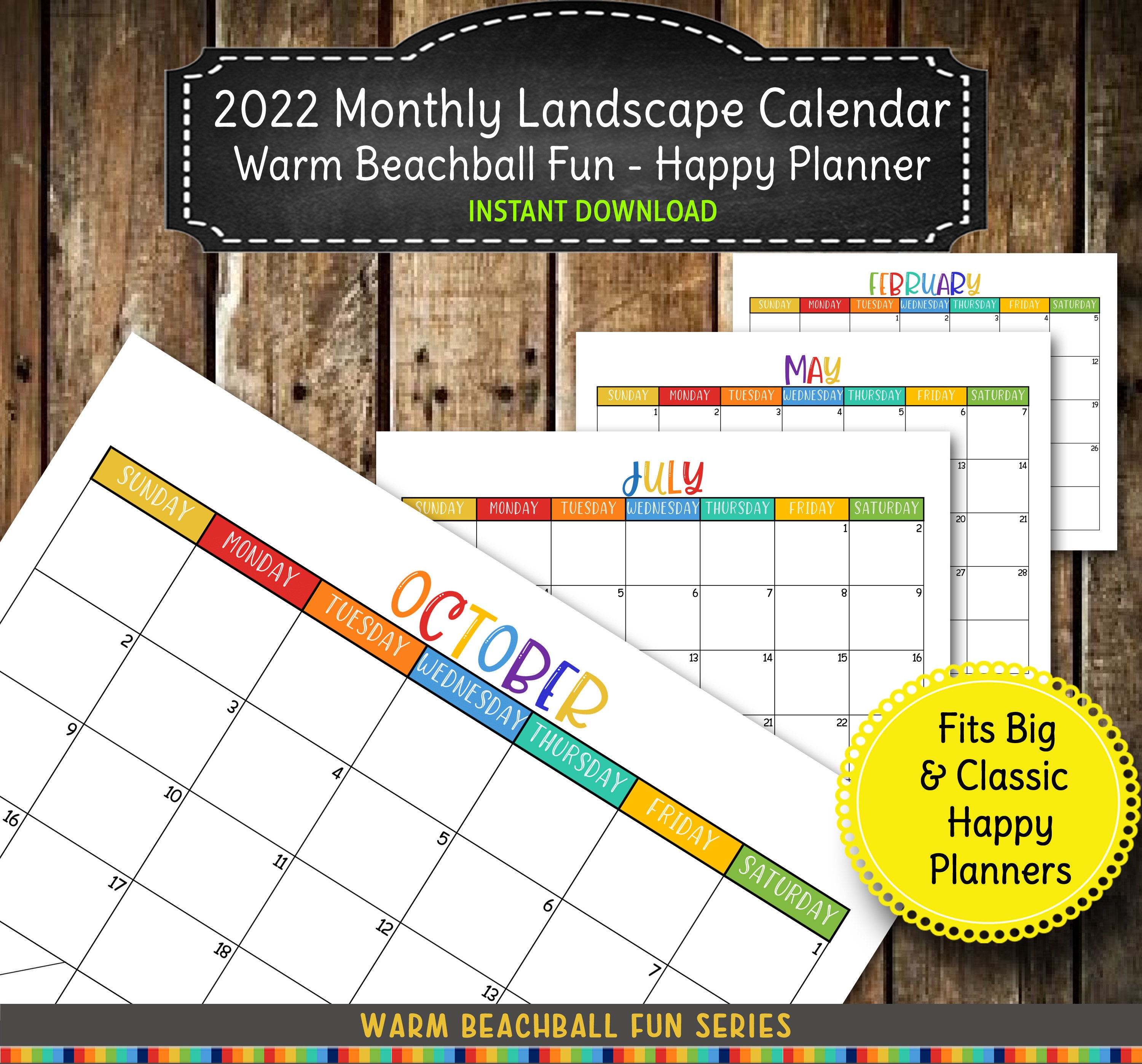 2022 printable large square wall landscape calendar warm
