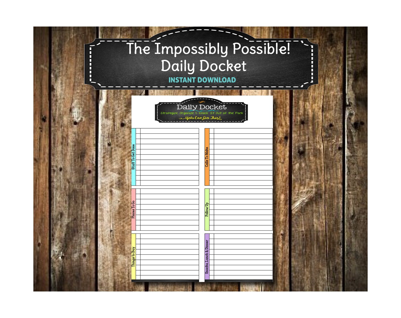 Colorful PRINTABLE Daily Docket Daily Planner Daily To Do Etsy