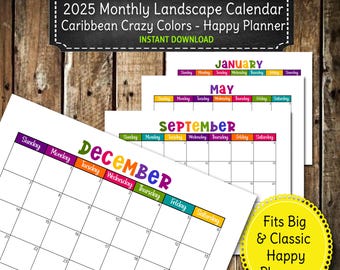2025 Caribbean Landscape Calendar - Happy Planner, Large Square (Digital Download)