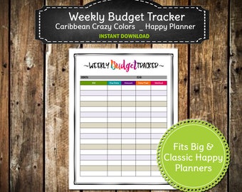 Caribbean Colors Budget Planner Insert | Big & Classic Happy Planner (Digital Download)