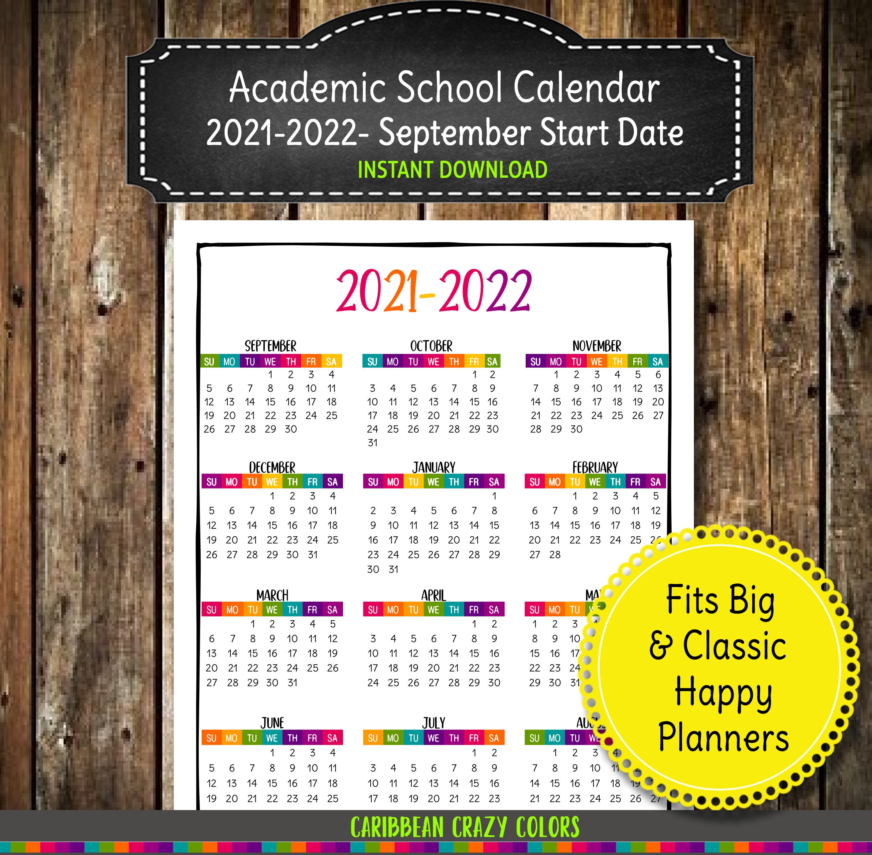 printable school year calendar at a glance 2021 2022 wall