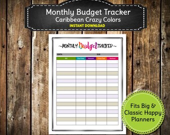 Printable Monthly Budget Planner | Caribbean Colors (Digital Download)
