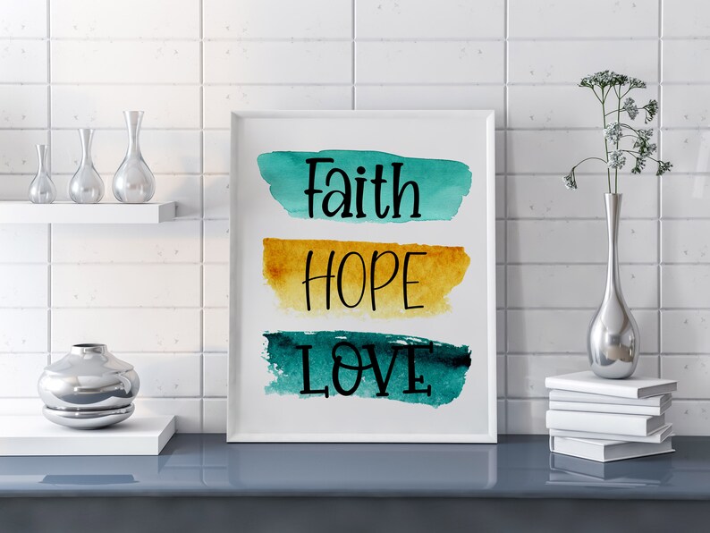 WALL ART Faith Hope Love PRINTABLE Bible Quote Nursery Etsy