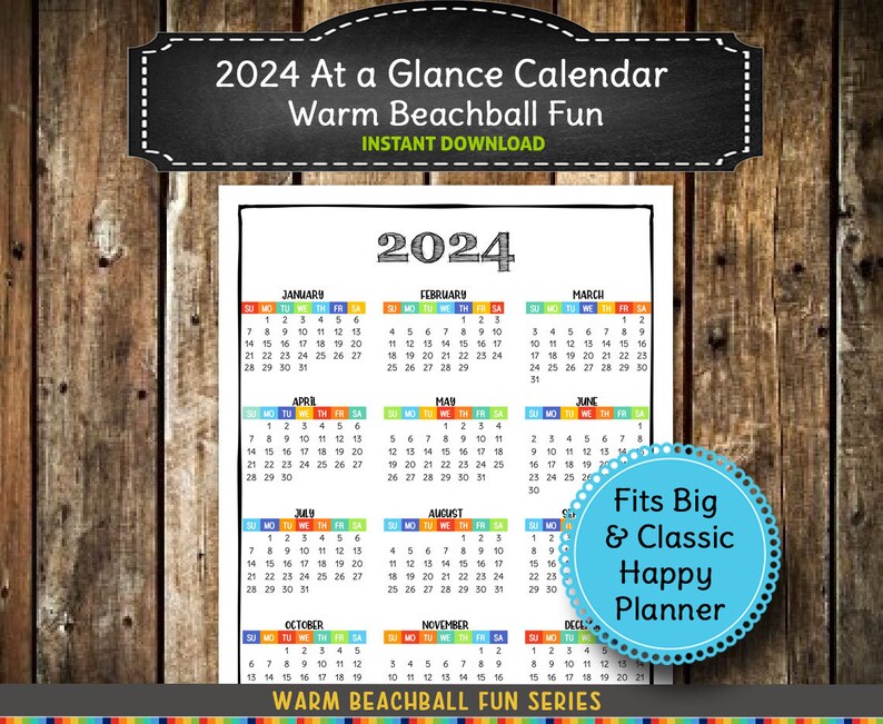 2024 PRINTABLE at a Glance Calendar 2024 Wall Calendar Calendar/ Big