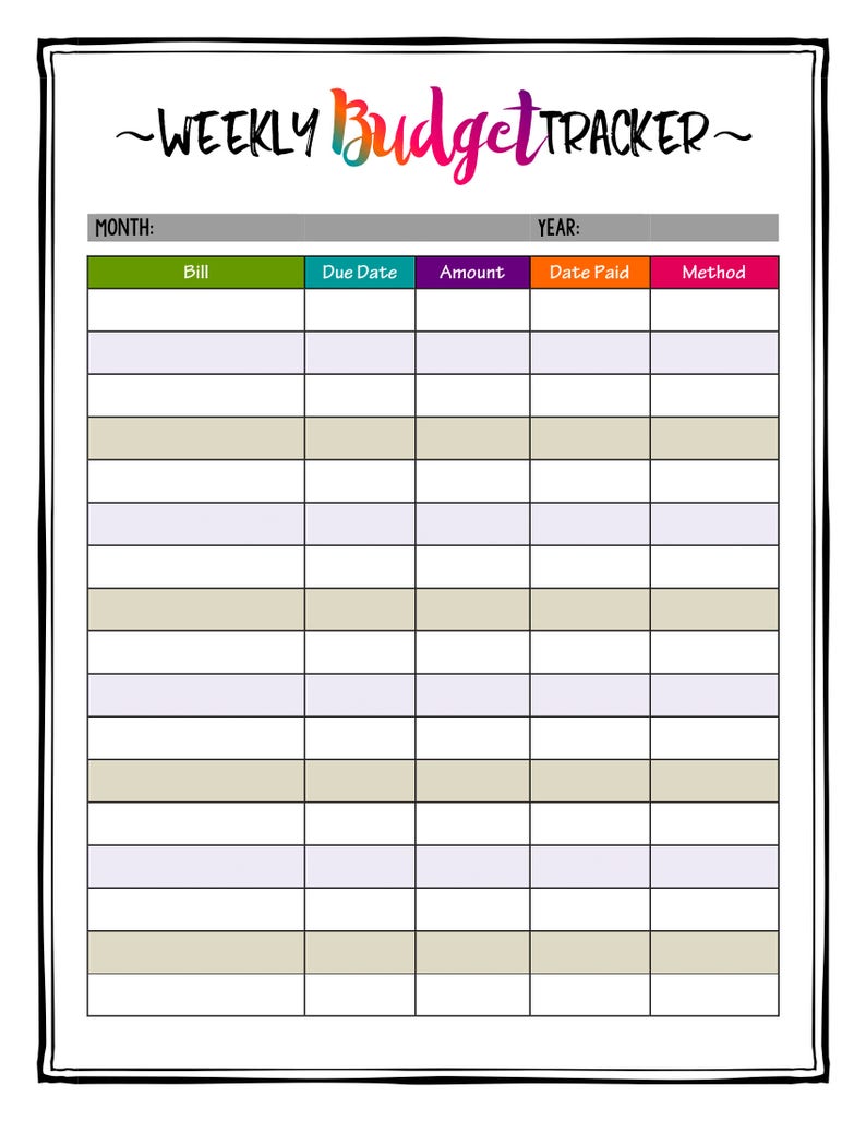 weekly-budget-planner-printable-bill-payment-planner-insert-etsy