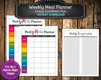 Weekly Menu Planner & Shopping List – Big Happy Planner Insert (Digital Download)