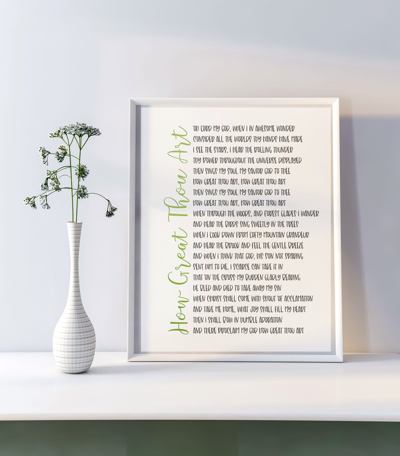 great thou art song lyrics christian hymn art print etsy