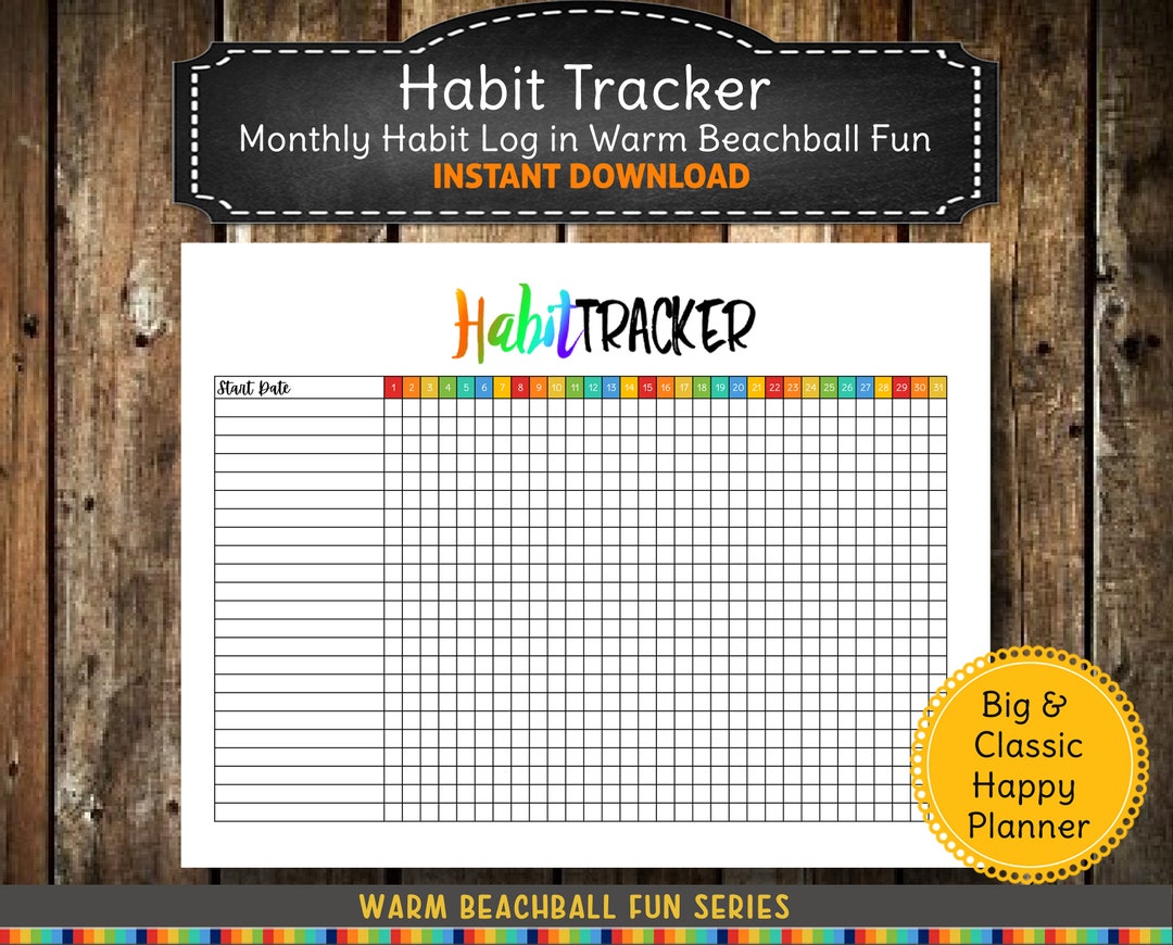Printable Habit Tracker | Happy Planner Inserts (digital Download) - Etsy